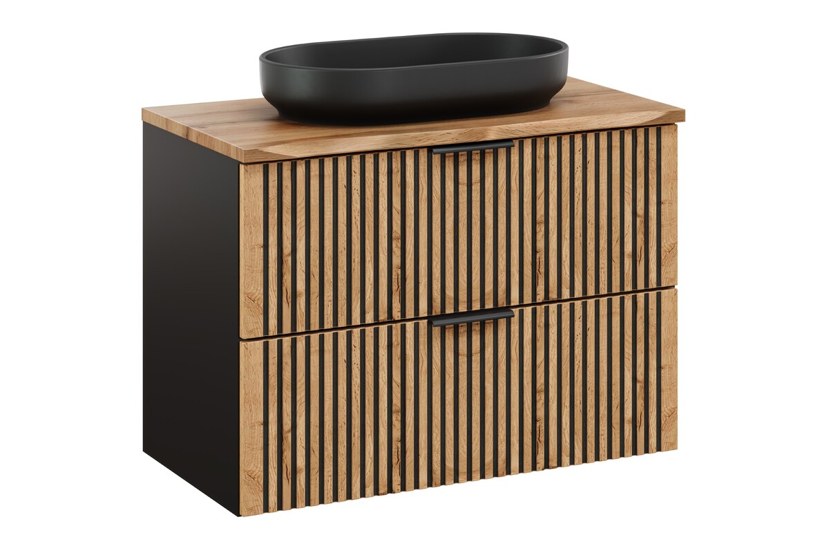 Darmowa Dostawa - Umywalka z szafką 80 cm czarną Comad Xilo SETXILBNATWOTAN80CMUNRIVER