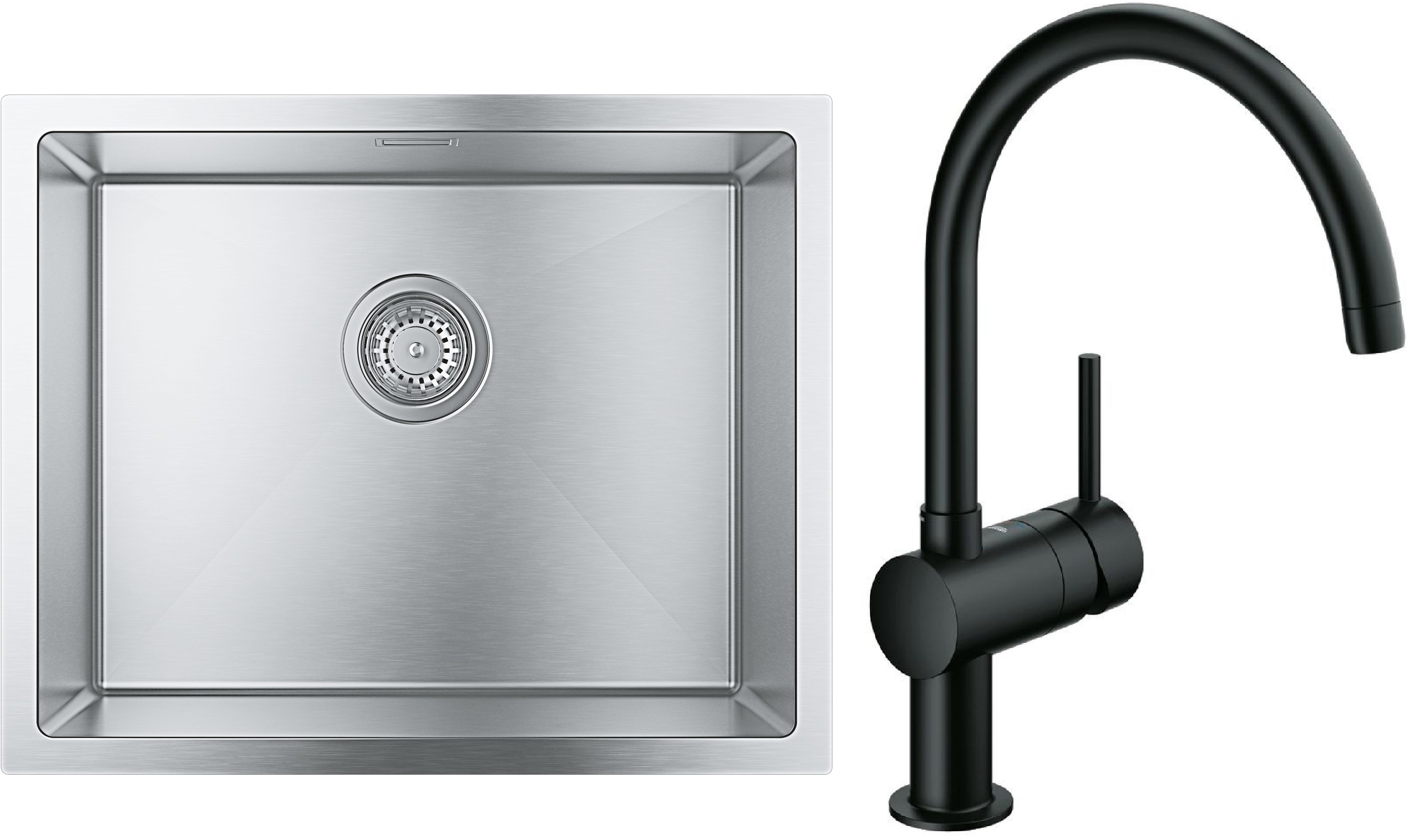 Darmowa Dostawa - Zlewozmywak z baterią stal/czarny Grohe K700 abset9245