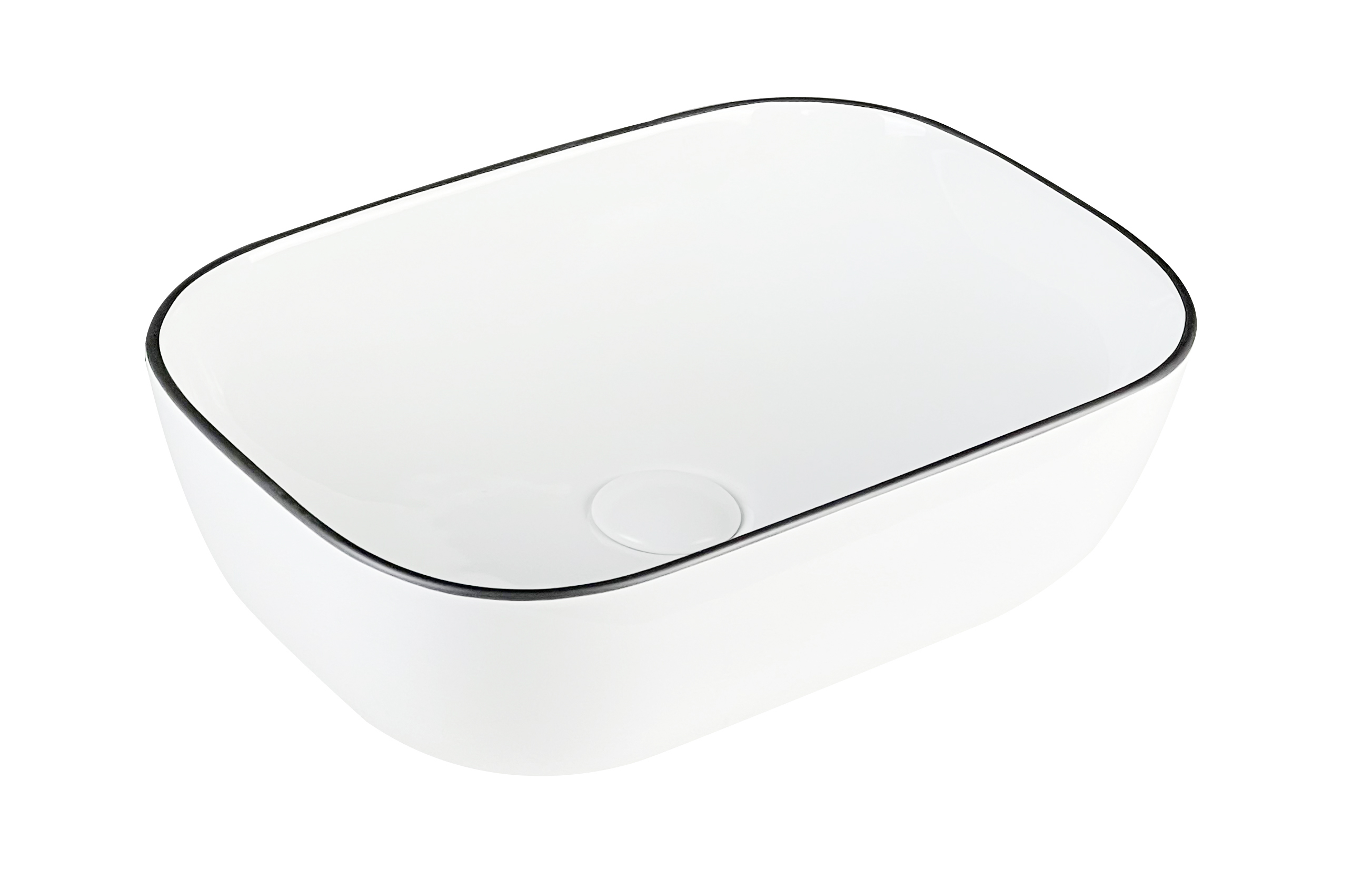 Darmowa Dostawa - Umywalka 45.5x32 cm owalna nablatowa biała-czarna Aquavea Menza MENZABIACZ