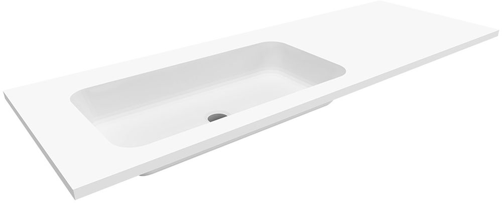 Darmowa Dostawa - Umywalka 130x45 cm prostokątna wpuszczana-z blatem biała Cristalstone Linea Simpla U1300MBLOTCRBO