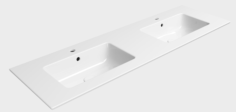 Darmowa Dostawa - Umywalka 142x46 cm prostokątna wpuszczana-podwójna biała GSI Pura 8889111