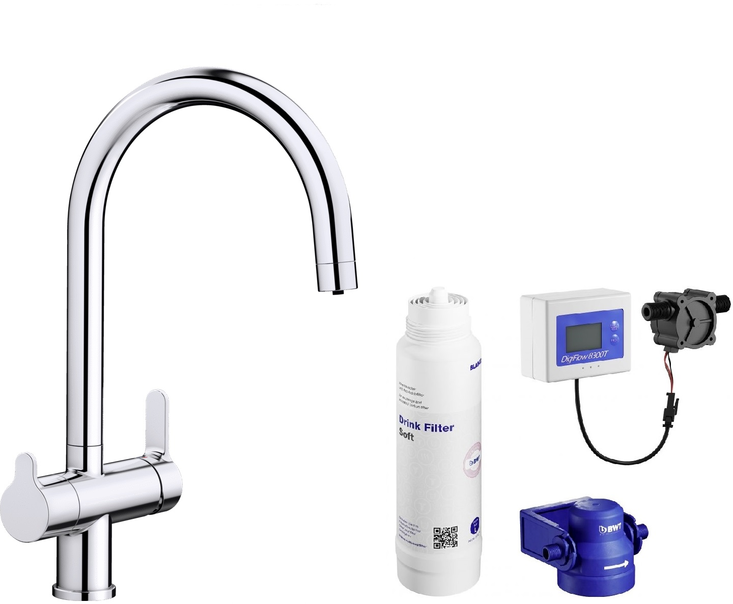 Darmowa Dostawa - Bateria kuchenna z filtrem stojąca chrom Blanco Trima abset11462