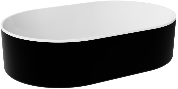 Darmowa Dostawa - Umywalka 53x34 cm owalna nablatowa biała-czarna Besco Lova #UMMLBWN