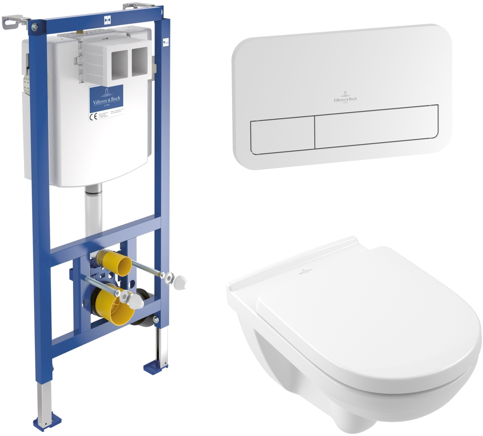 Darmowa Dostawa - Zestaw miska z deską i stelaż z przyciskiem Villeroy & Boch ViConnect 5660D301