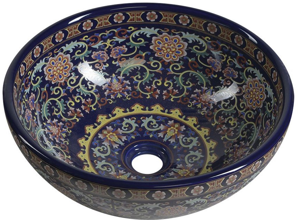 Darmowa Dostawa - Umywalka 41x41 cm okrągła nablatowa niebieska Sapho Priori PI022