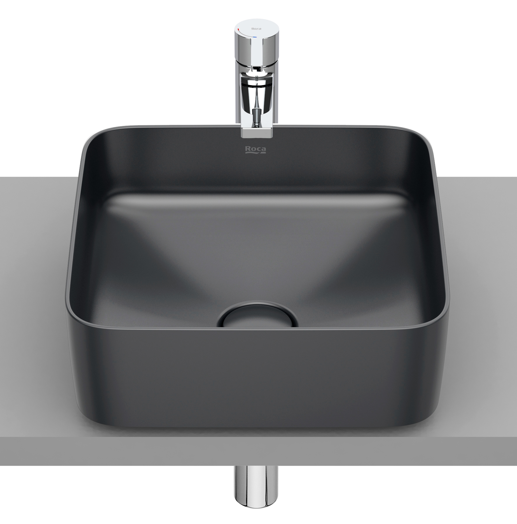 Darmowa Dostawa - Umywalka 37x37 cm kwadratowa nablatowa szary/kamień Roca Inspira A327532640