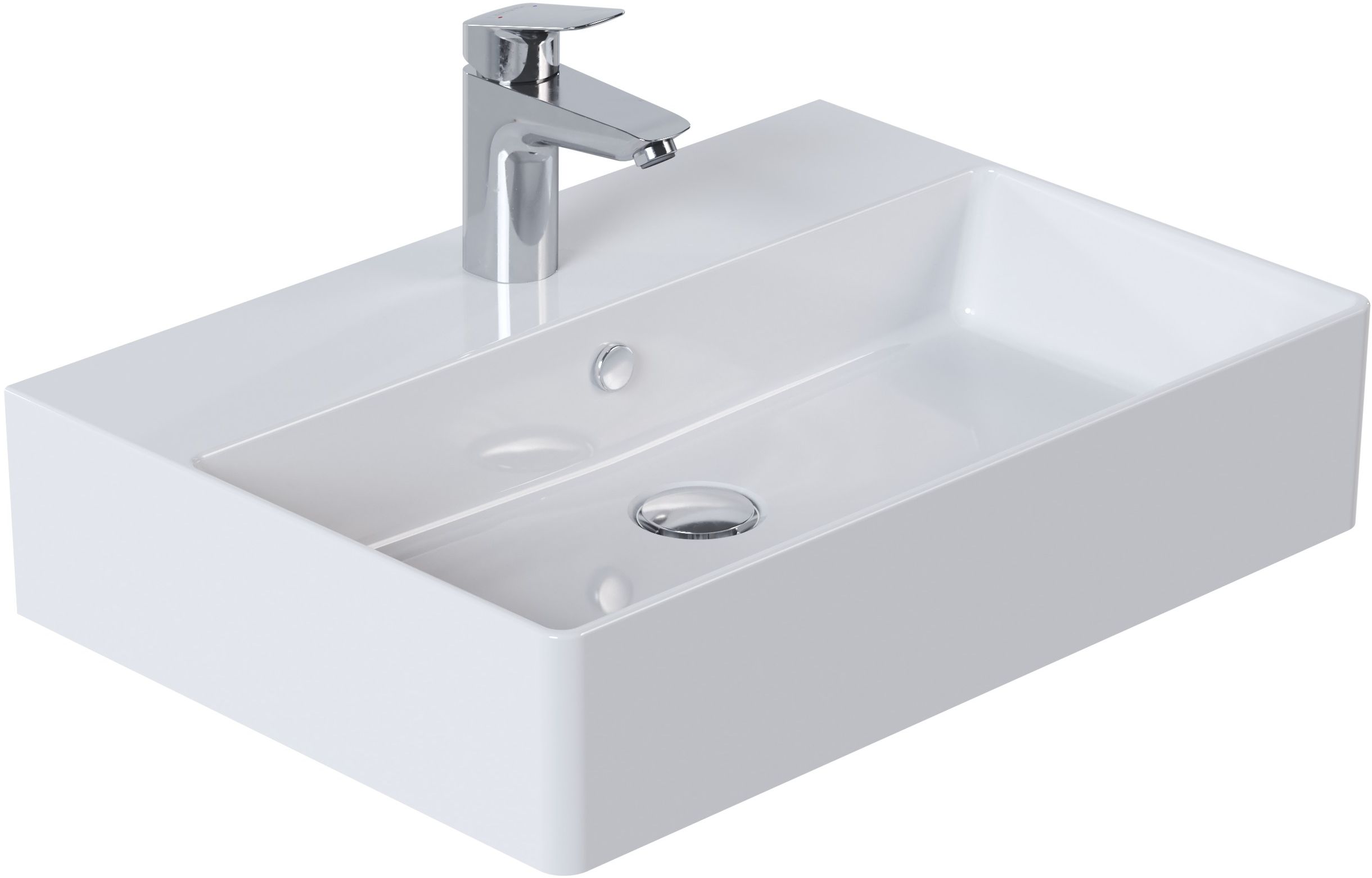 Darmowa Dostawa - Umywalka 60x42 cm prostokątna nablatowa biała Vilarte by Dura Twins 5871