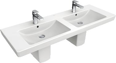 Darmowa Dostawa - Umywalka 130x47 cm prostokątna ścienna-meblowa-z blatem-podwójna biała Villeroy & Boch Subway 2.0 7175D0R1