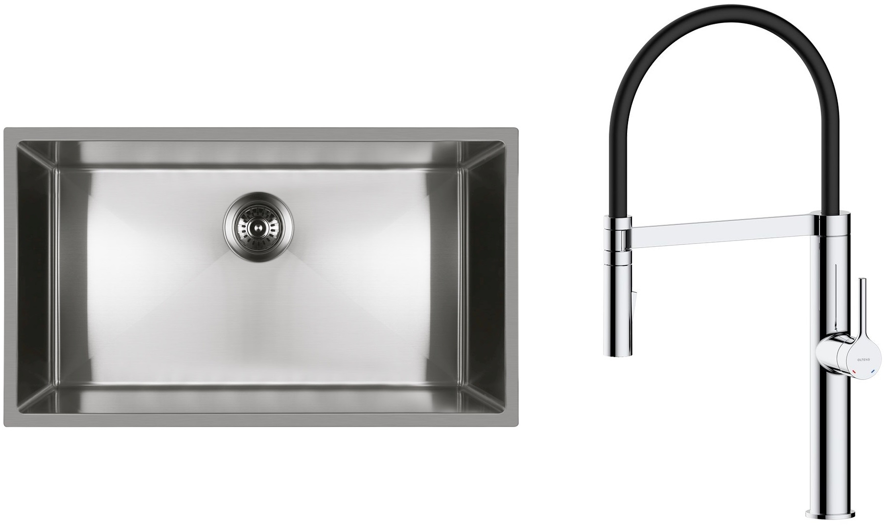 Darmowa Dostawa - Zlewozmywak z baterią stal / czarna Oltens Stalvask abset4409
