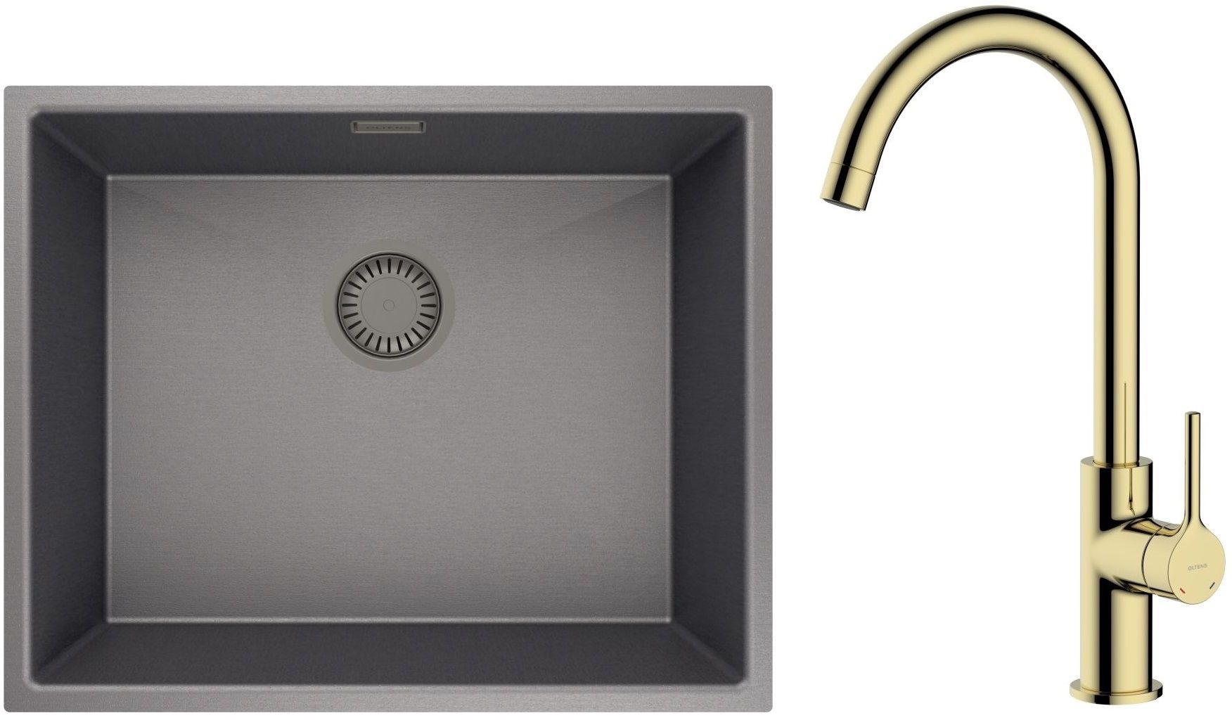 Darmowa Dostawa - Zlewozmywak z baterią czarny / złoty Oltens Stalvask abset4400