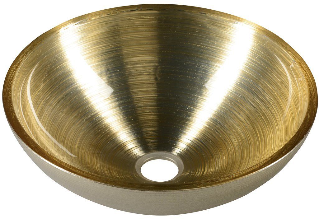Darmowa Dostawa - Umywalka 40x40 cm okrągła nablatowa brąz/beż-złota Sapho Murano AL531867