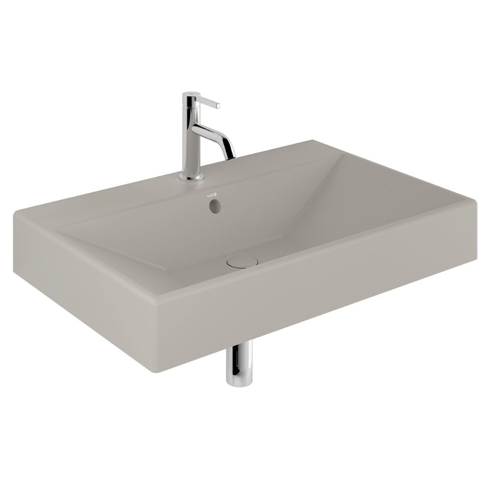 Darmowa Dostawa - Umywalka z korkiem 81x50 cm prostokątna meblowa-nablatowa brąz/beż Kludi Resa 59WW81O2