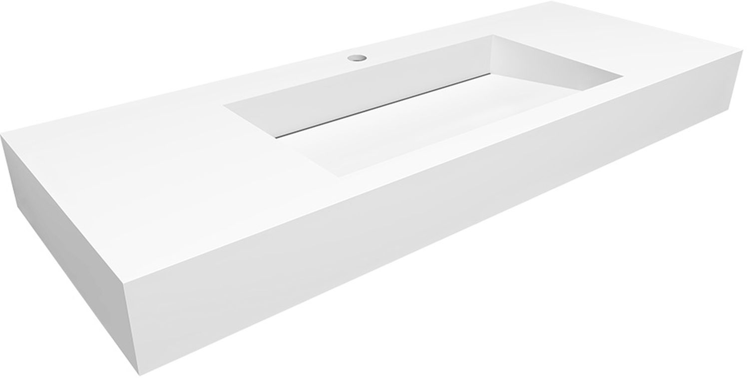 Darmowa Dostawa - Umywalka 120x45 cm prostokątna ścienna-z blatem biała Cristalstone Linea Ideal U1200MCOLC