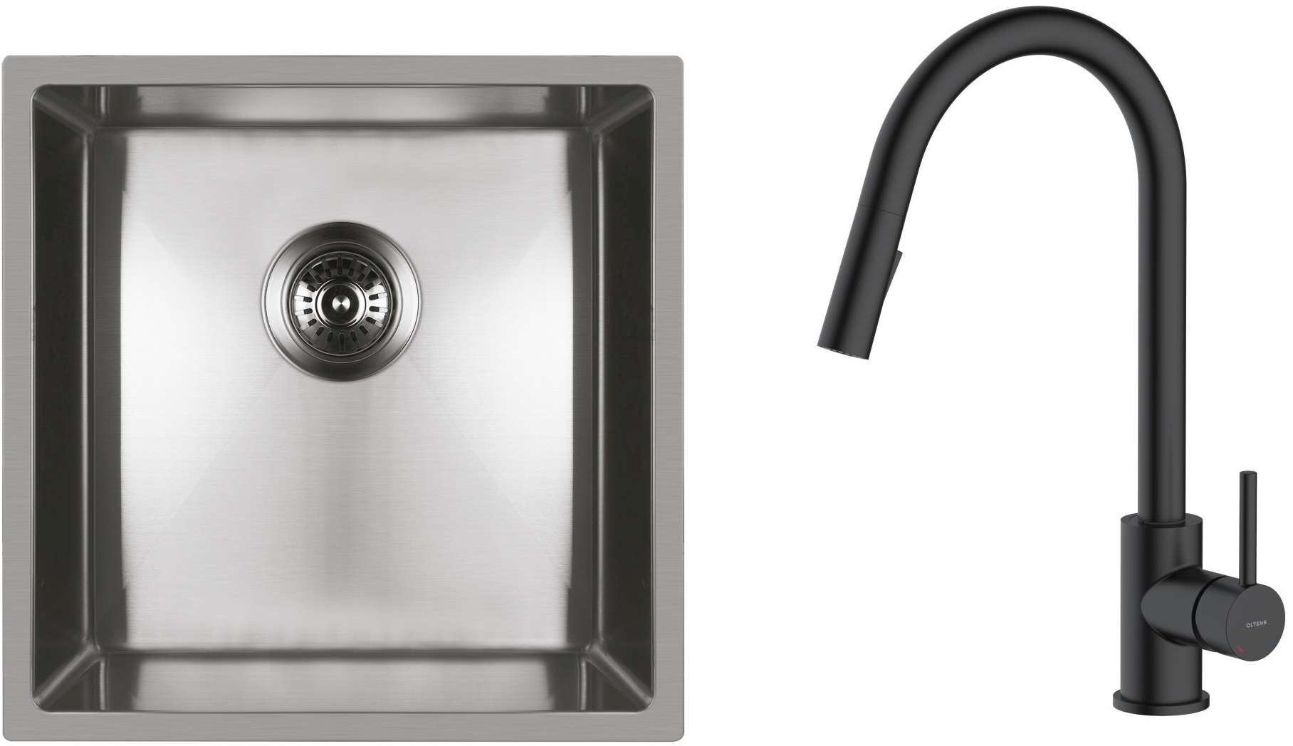 Darmowa Dostawa - Zlewozmywak z baterią stal / czarna Oltens Stalvask abset4349