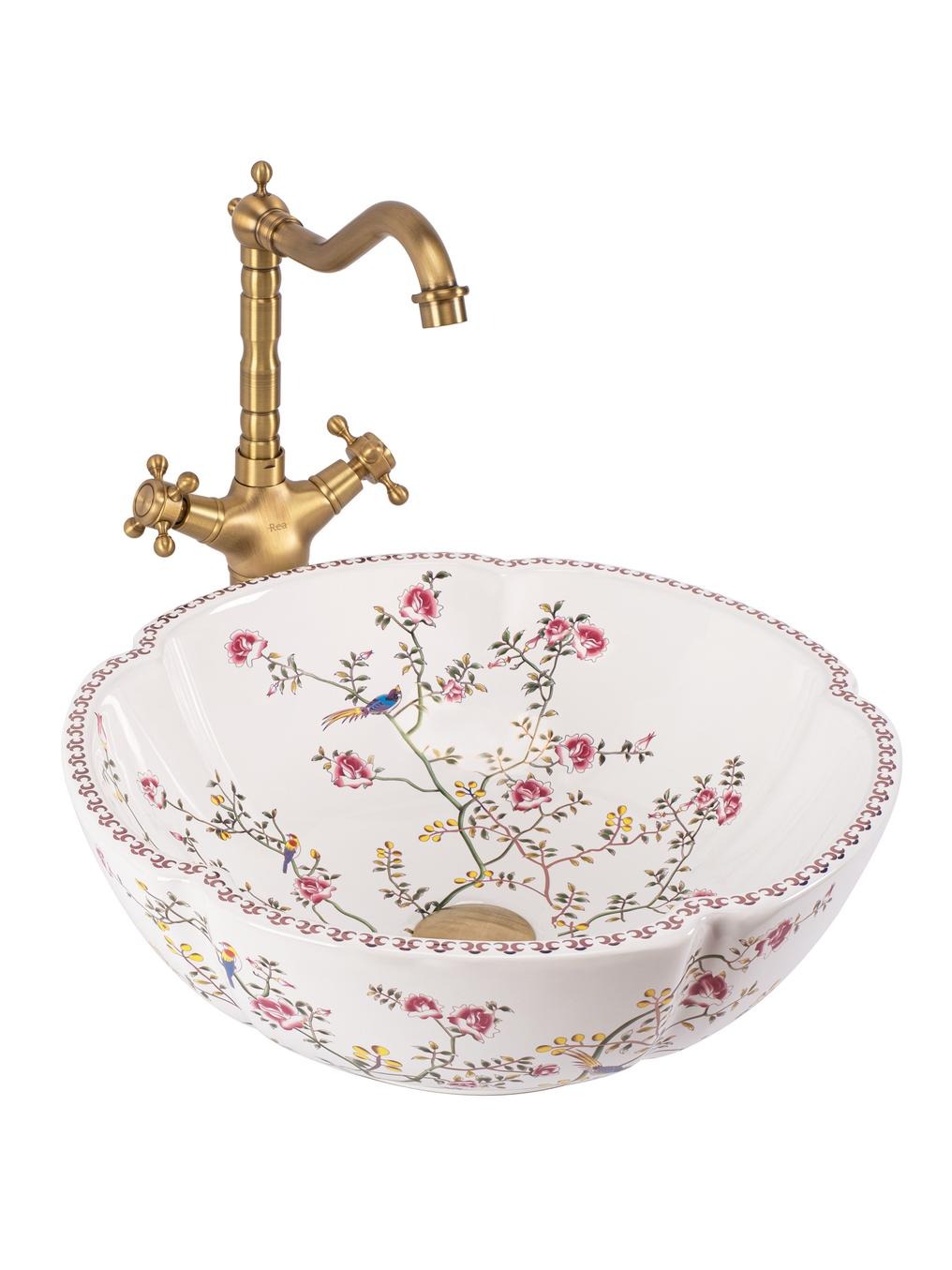 Darmowa Dostawa - Umywalka 42.5x42.5 cm okrągła nablatowa biała Rea Felicia REAU7504