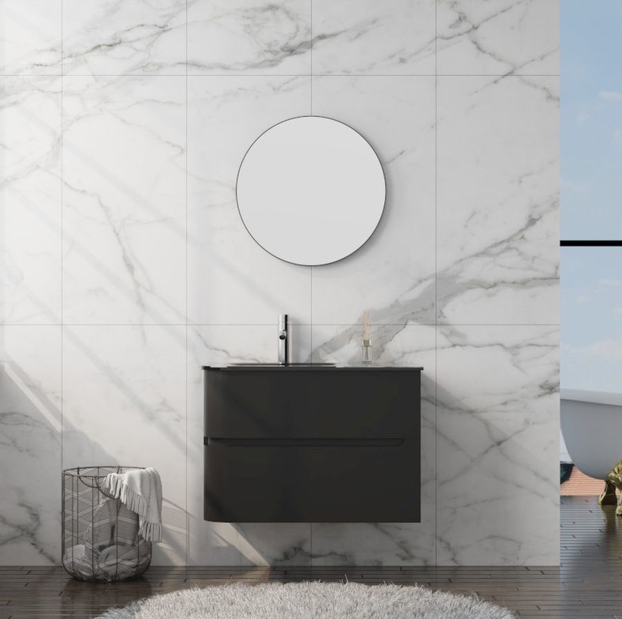 Darmowa Dostawa - Umywalka z szafką 80 cm czarną LaVita Atlanta 5900378339786
