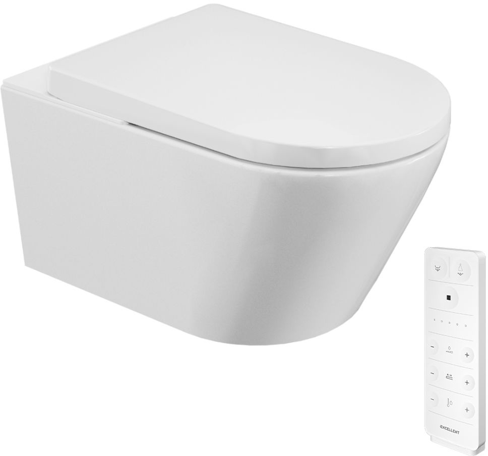 Darmowa Dostawa - Toaleta myjąca wisząca bez kołnierza ze spłukiwaniem wirowym biała Excellent Dakota CEEX4024593D32WH