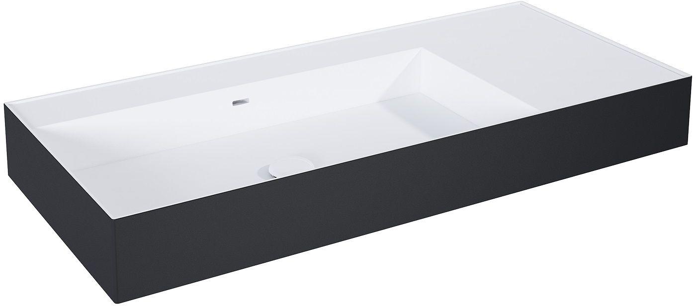Darmowa Dostawa - Umywalka 100.5x45.5 cm prostokątna ścienna biała-czarna Elita Level RE041461226030