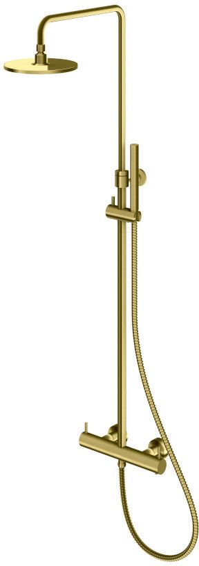Darmowa Dostawa - Zestaw prysznicowy ścienny termostatyczny z deszczownicą złoty Kohlman Axel Gray QW273AGDB