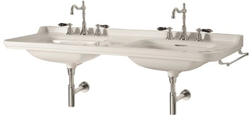 Darmowa Dostawa - Umywalka 150x55 cm prostokątna ścienna-podwójna biała Kerasan Waldorf 4143k1