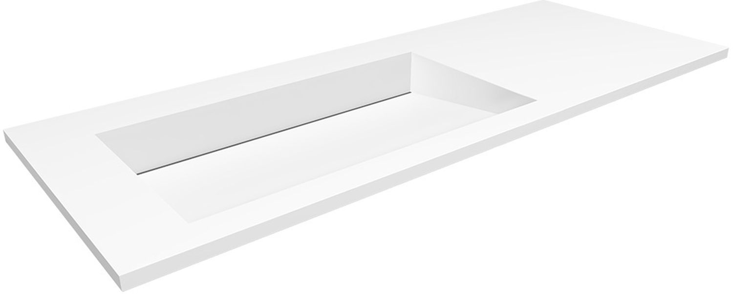 Darmowa Dostawa - Umywalka 130x45 cm prostokątna wpuszczana-z blatem biała Cristalstone Linea Ideal U1300MBLOLCCRBO