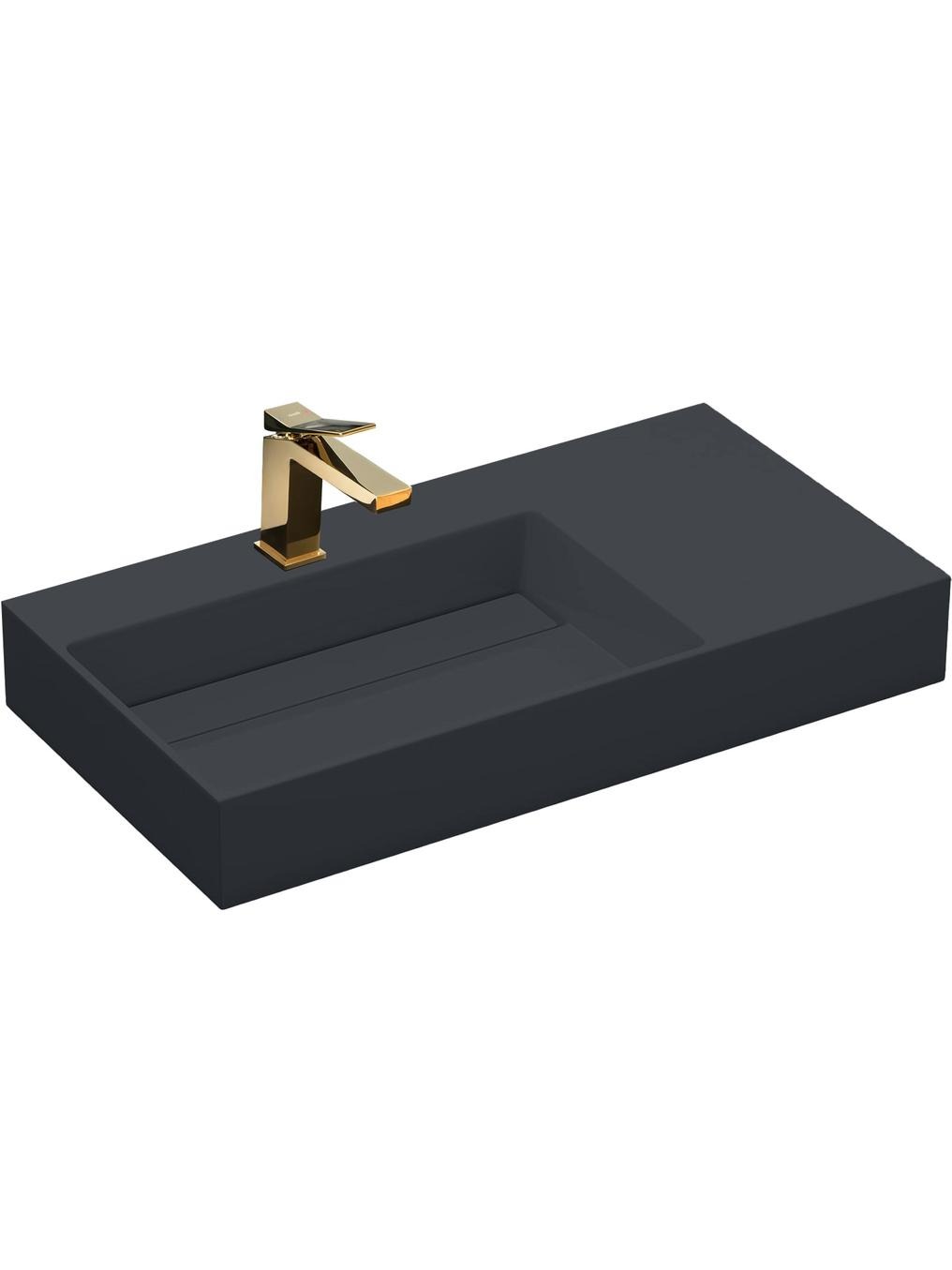 Darmowa Dostawa - Umywalka 89.5x48 cm prostokątna nablatowa szary/kamień Rea Archi REAU4304