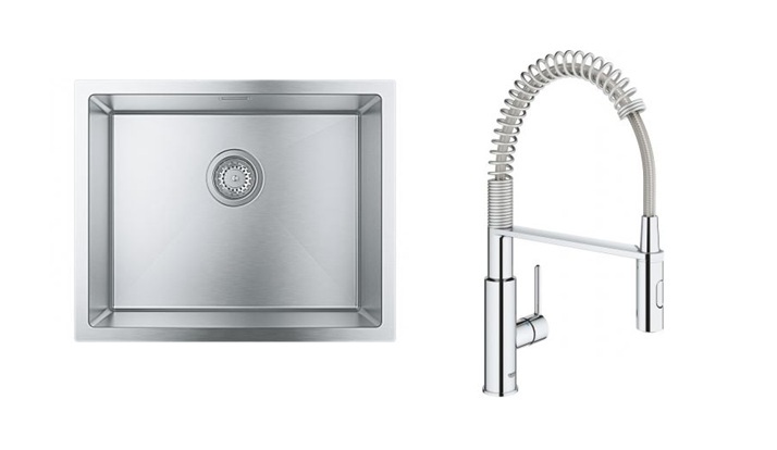 Darmowa Dostawa - Zlewozmywak z baterią stal/chrom Grohe K700 abset11131