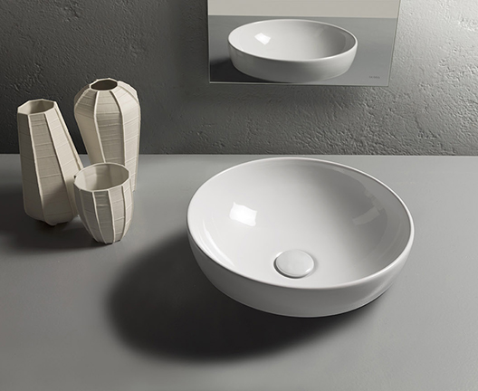 Darmowa Dostawa - Umywalka 37x37 cm okrągła nablatowa biała Globo T-Egde B6T38BI