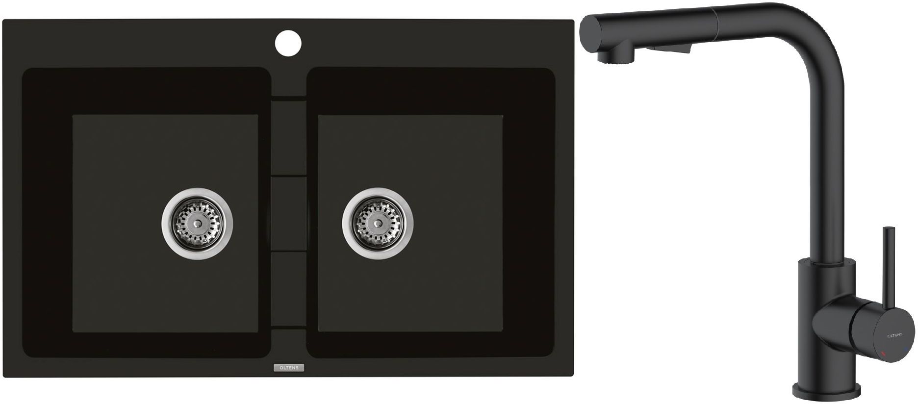 Darmowa Dostawa - Zlewozmywak z baterią czarny / czarna Oltens Gravan abset4728