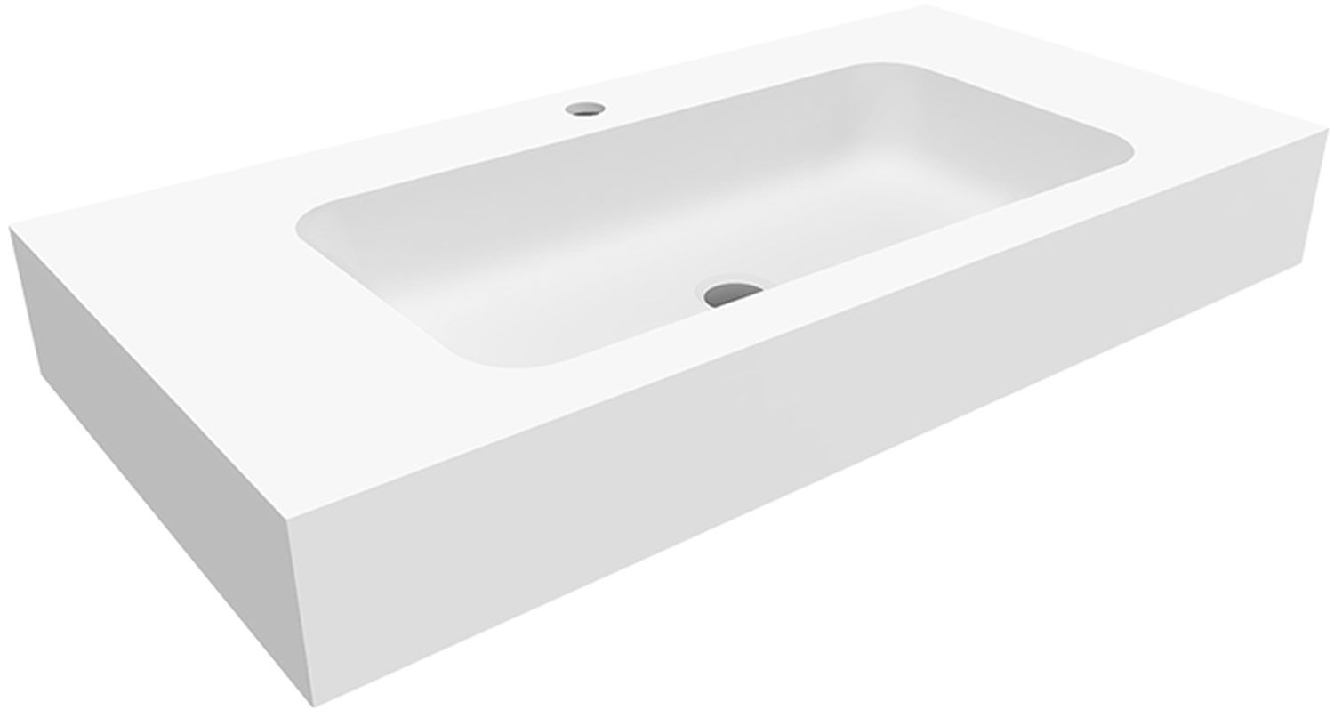 Darmowa Dostawa - Umywalka 90x45 cm prostokątna ścienna-z blatem biała Cristalstone Linea Simpla U900MCOT