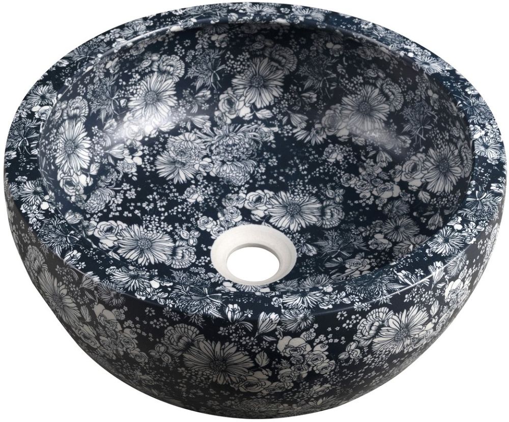 Darmowa Dostawa - Umywalka 41x41 cm okrągła nablatowa dwukolorowa-niebieska Sapho Priori PI038