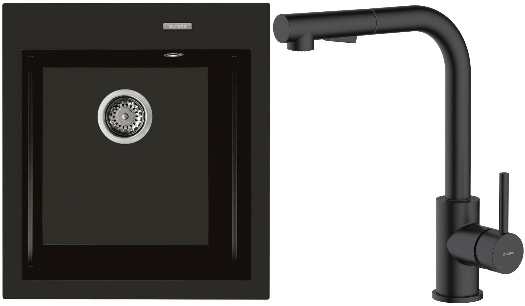 Darmowa Dostawa - Zlewozmywak z baterią czarny / czarny Oltens Gravan abset4796