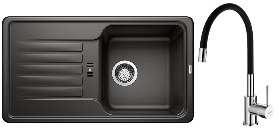 Darmowa Dostawa - Zlewozmywak z baterią czarny/chrom Blanco Favos Mini abset10191