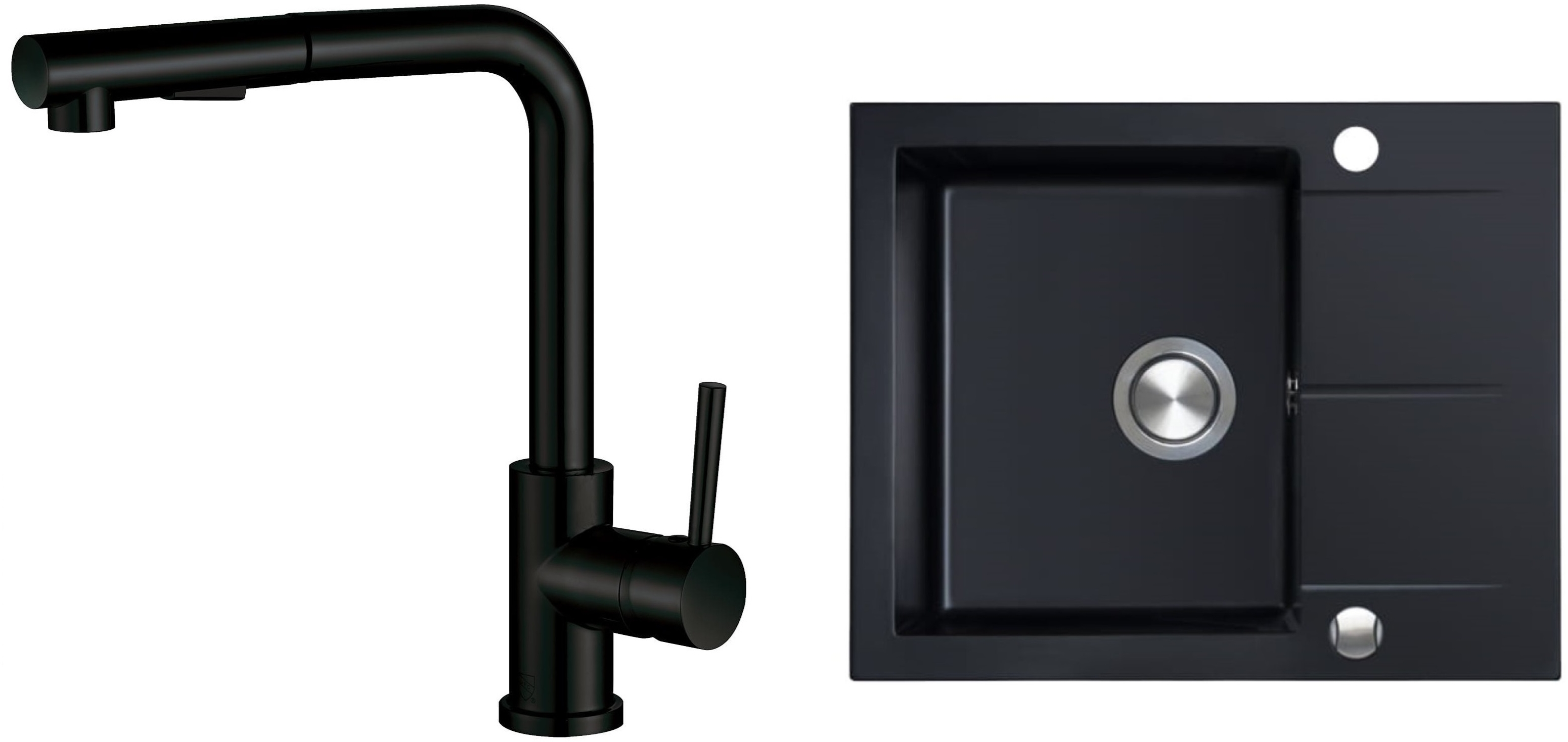 Darmowa Dostawa - Zlewozmywak z baterią czarny/czarny Berg Hobart abset5255