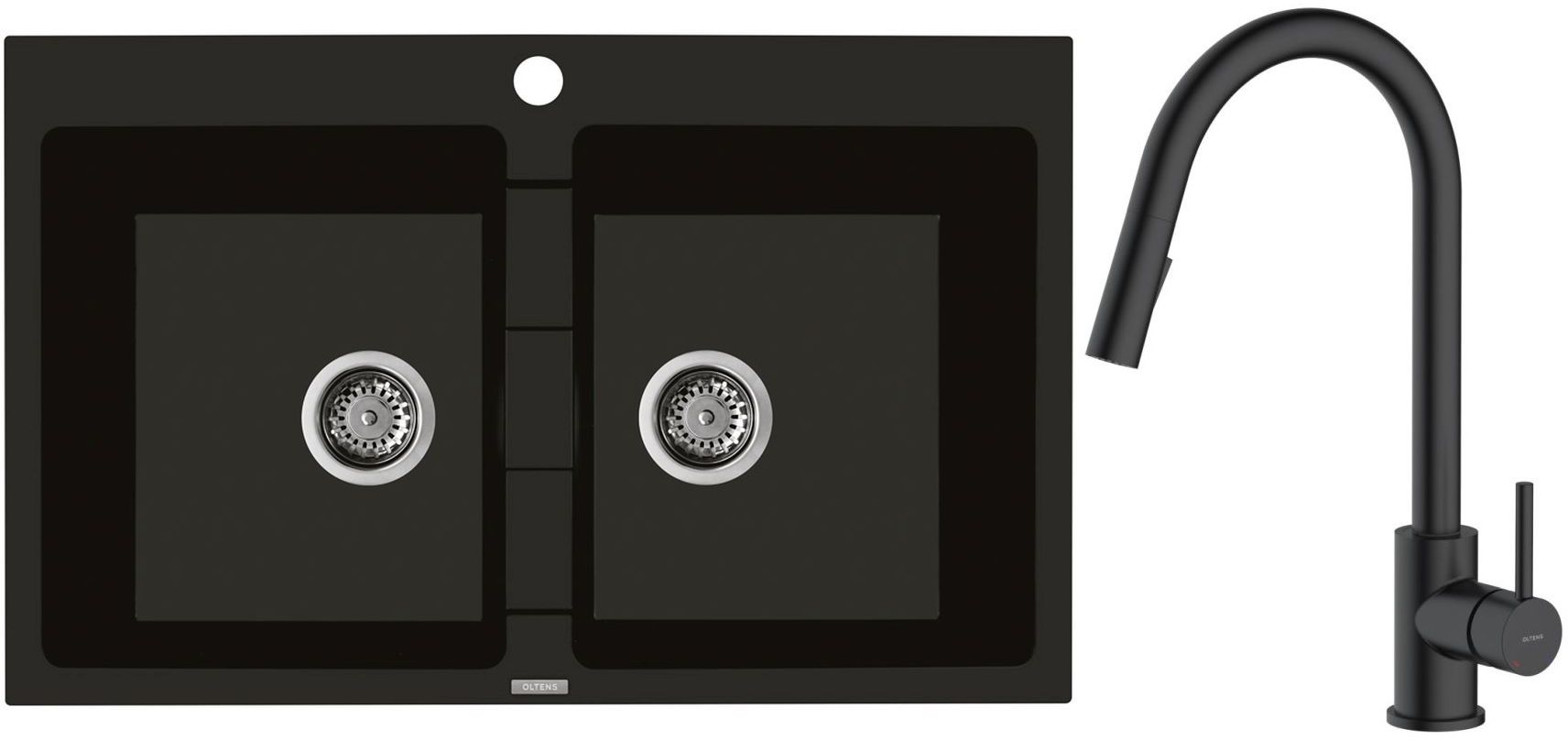 Darmowa Dostawa - Zlewozmywak z baterią czarny / czarna Oltens Gravan abset4722