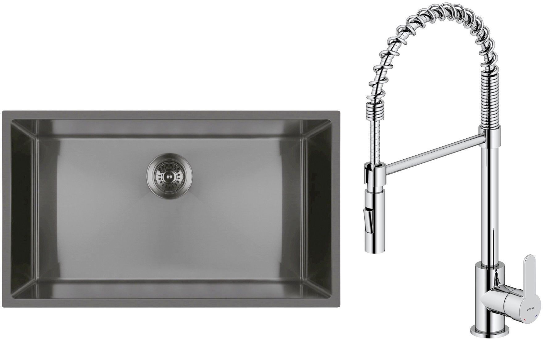 Darmowa Dostawa - Zlewozmywak z baterią czarny / chrom Oltens Stalvask abset4341