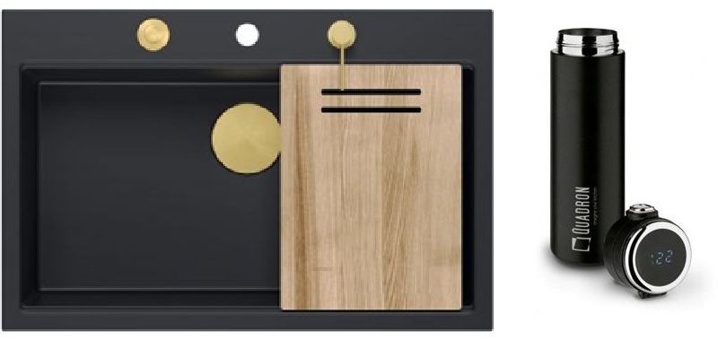 Darmowa Dostawa - Zlewozmywak GraniteQ z kubkiem termicznym 76x50 cm czarny Quadron Marc abset9506