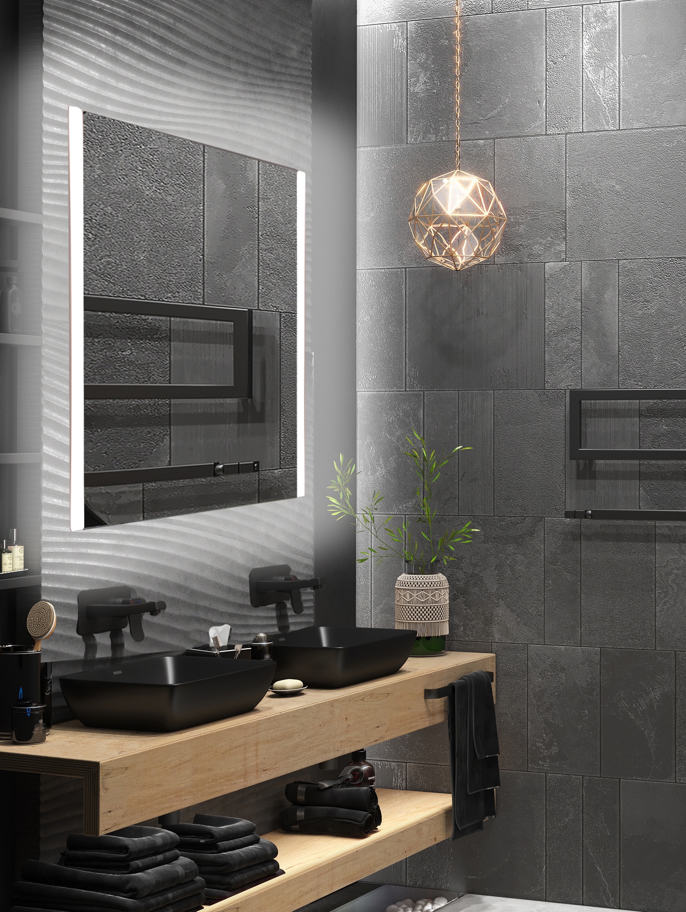 Darmowa Dostawa - Lustro 80x60 cm prostokątne z oświetleniem BD Art Twin 301210000355