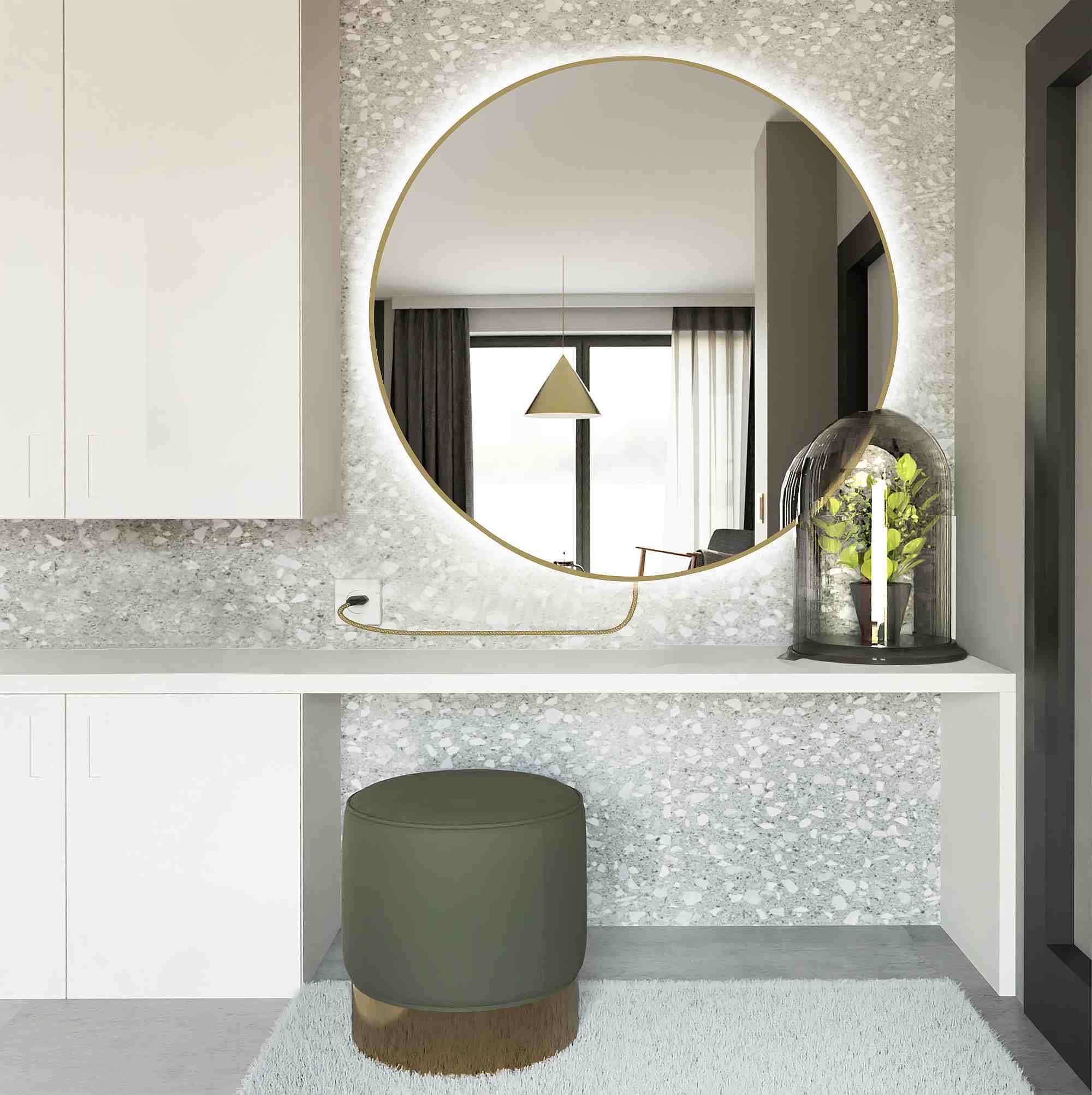 Darmowa Dostawa - Lustro 90x90 cm okrągłe z oświetleniem złoty Baltica Design Electra 5904107904085