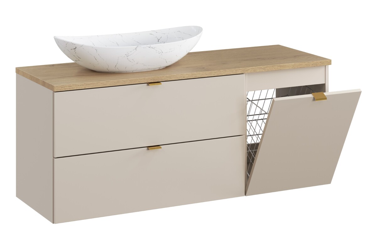 Darmowa Dostawa - Umywalka z szafką 120 cm beżową Comad Dalia Cashmere SETDCBCREMONA120CMUNLENALB