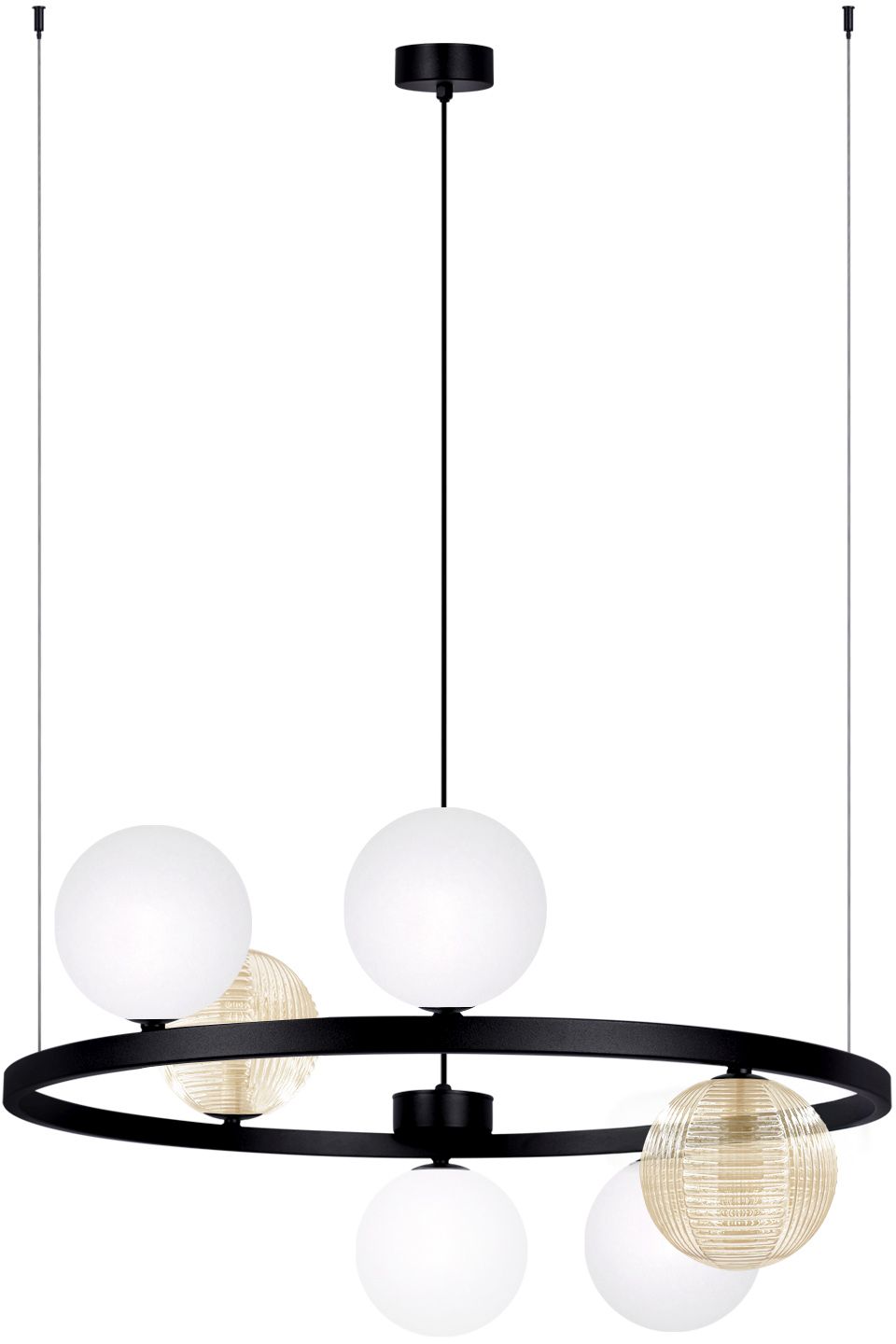 Darmowa Dostawa - Lampa wisząca 6x10 W biała-czarna-bursztynowa Kaja Saturno K5695