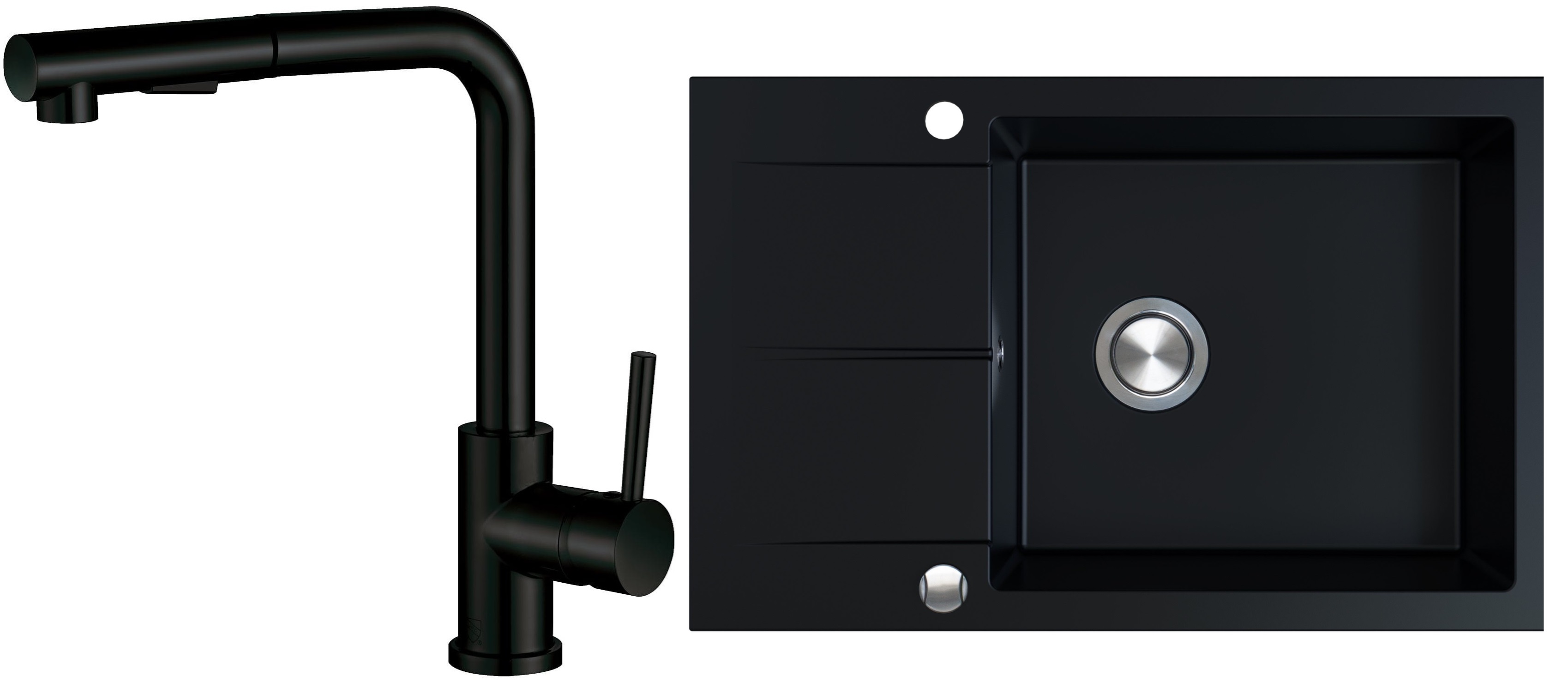 Darmowa Dostawa - Zlewozmywak z baterią czarny/czarny Berg Hobart abset5258