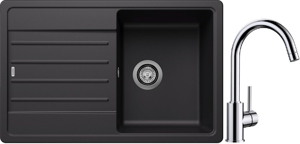 Darmowa Dostawa - Zlewozmywak z baterią czarny/chrom Blanco Legra 45 S abset10047