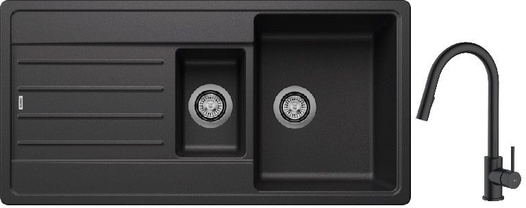 Darmowa Dostawa - Zlewozmywak z baterią antracyt/czarny Blanco Legra 6 S abset10020