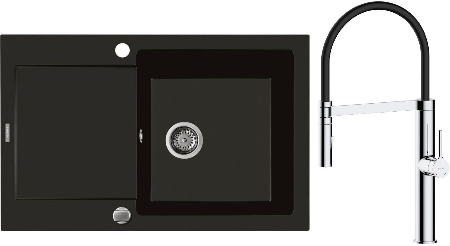 Darmowa Dostawa - Zlewozmywak z baterią czarny / czarna Oltens Gravan abset4424