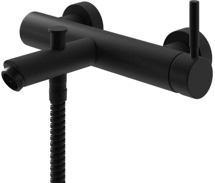 Darmowa Dostawa - Bateria wannowo-prysznicowa ścienna czarna Kohlman Roxin Black QW110RB