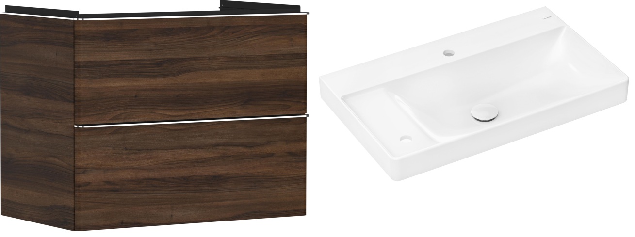 Darmowa Dostawa - Umywalka z szafką 80 cm orzech Hansgrohe Xelu Q abset9962