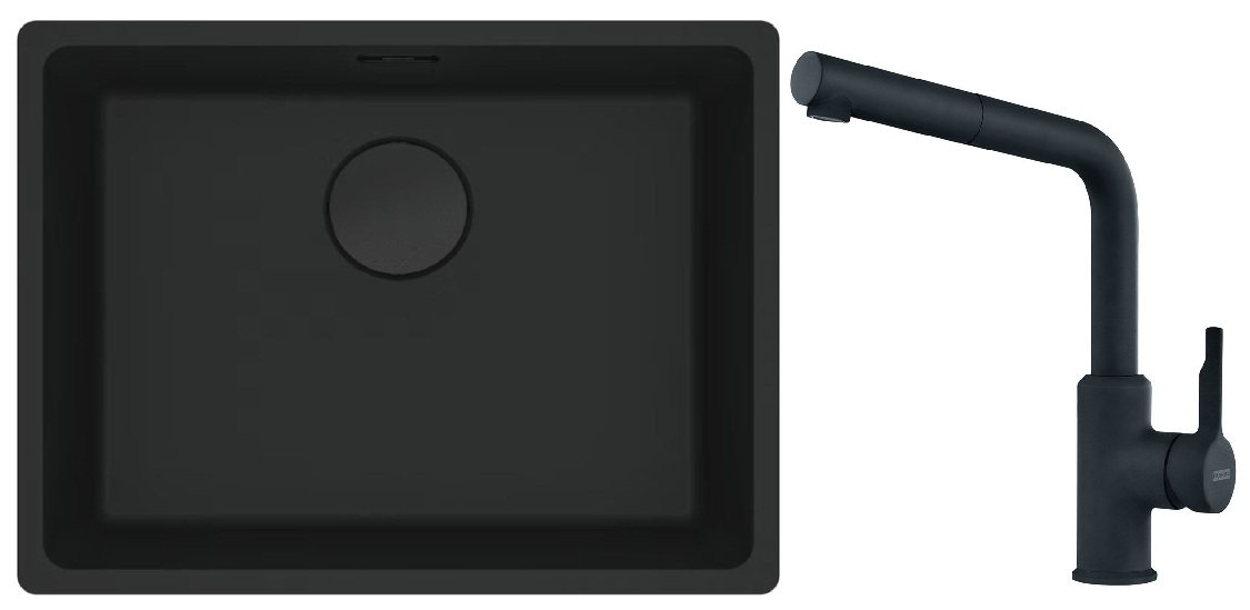 Darmowa Dostawa - Zlewozmywak z baterią czarny/czarny Franke Maris abset9453