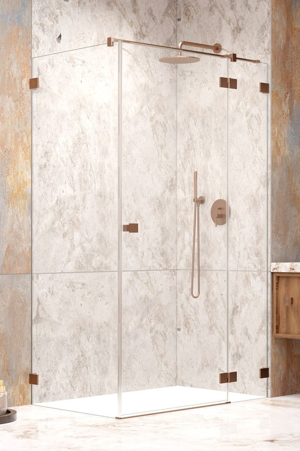 Darmowa Dostawa - Drzwi prysznicowe 120 cm uchylne Radaway Essenza Pro Brushed Copper KDJ 100971209301R