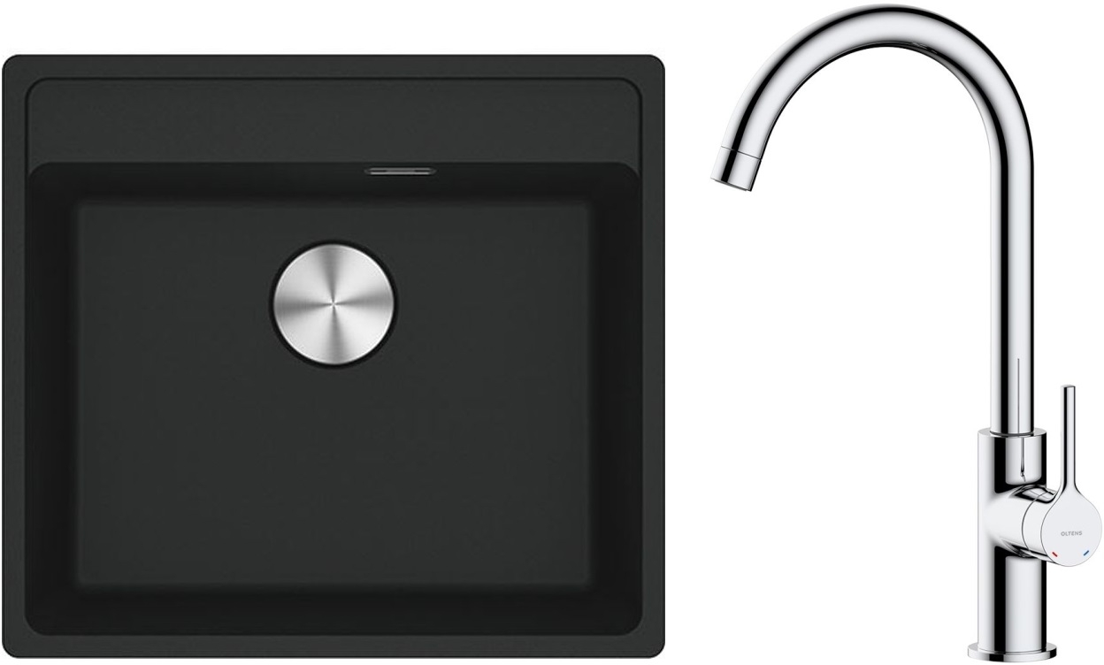 Darmowa Dostawa - Zlewozmywak z baterią czarny / chrom Franke Maris abset4539